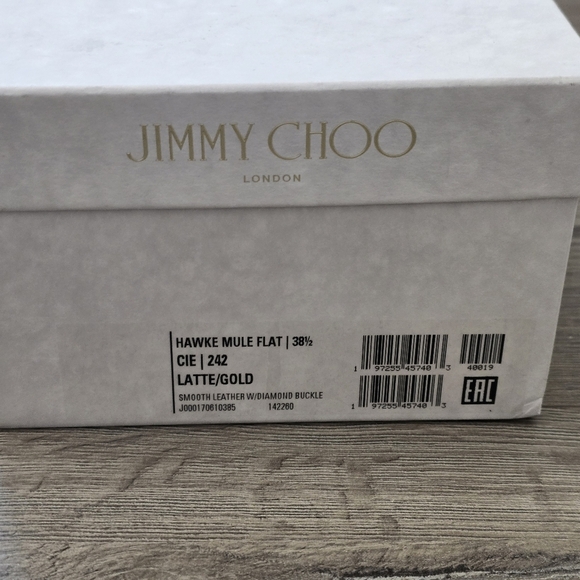 Jimmy Choo Hawke Mule Flat Latte/Gold Ladies Size 38.5 EUC Luxury Leather - Picture 2 of 13